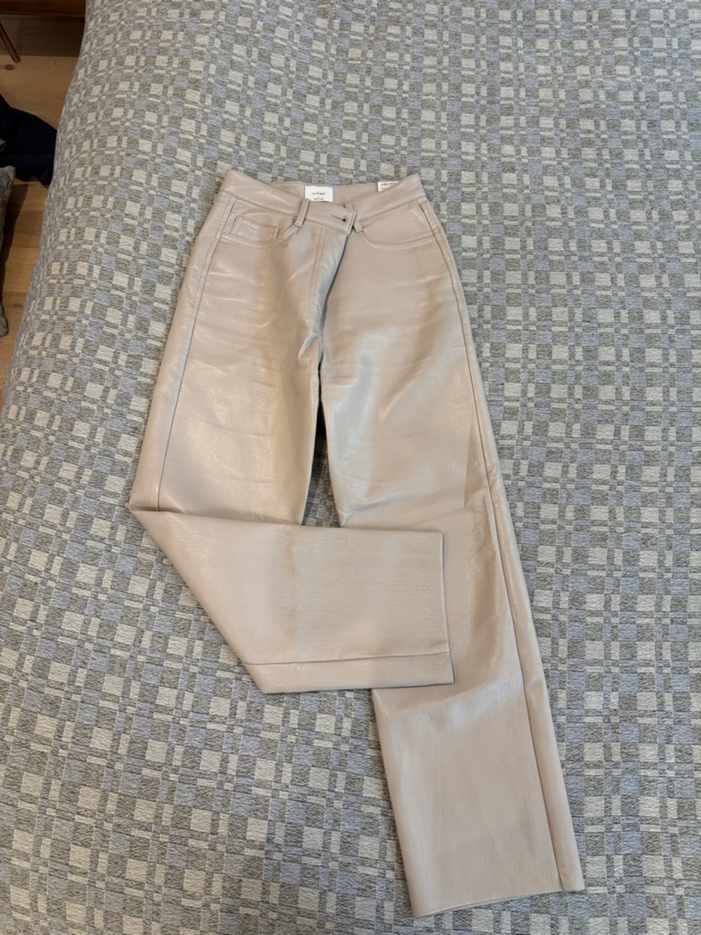 Wilfred Faux Leather Straight-Leg Jeans in Light Beige